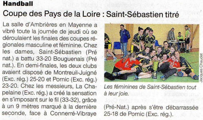 Coupe des Pays de la Loire : Saint Sébastien titré